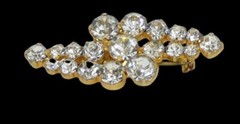 Vintage Gold Tone Clear Rhinestone Brooch Pin Bling USA Seller