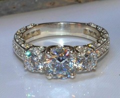 Art Deco Style Lab Created Diamond Anniversary Wedding 14K White Gold FN Ring