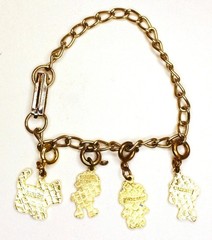 Original Vintage 1980s Strawberry Shortcake Metal 4 Dangle Charm Bracelet