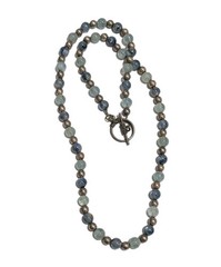 VTG Sterling Silver 6mm Ball Bead 8mm Blue Green Natural Flourite 25″ Necklace