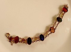 VINTAGE SCARAB DOUBLE LINK BRACELET~12 KT GF~7.5 IN.~1960’s