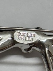 NIB Vtg Nolan Miller Glamour Collection Forget Me Not Baguette Bow Pin Brooch
