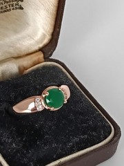 Vintage 1990-s 14 Ct Rolled Gold Emerald Ring Size UK P US 7 1/2 Hallmarked!