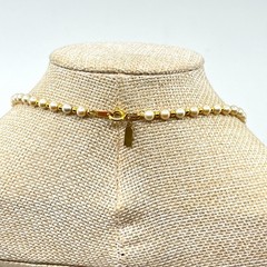 Vintage Marvella Cream Faux Pearl Necklace Gold Tone Graduated Bead Strand 18”