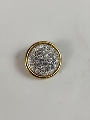 Vtg Yellow Gold Plated Swarovski Crystal Round Clip On Earrings Women’s Jewelry