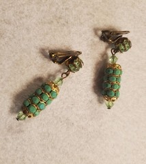 Vintage Austrian Green Crystal Dangle Earrings