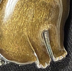 Vintage Sterling Silver Marcasite & Golden Brown Enamel Cat Brooch Pin 925