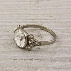 Vintage Art Deco Rose Cut Lab Created Diamond Wedding 925 Silver Ring For Her