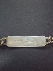 Vintage 1930s-1950s Sterling Silver Military ID Bracelet Curb Chain