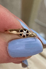Antique Belcher 10K Rose Gold Old Mine Cut Diamond RING, Size 6.5, 1.6 Grams