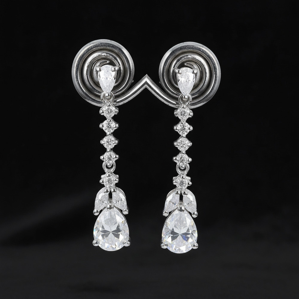 Stylish Rare 4.00 Ct Certified Diamond Dangler Earrings, Free Diamond Studs