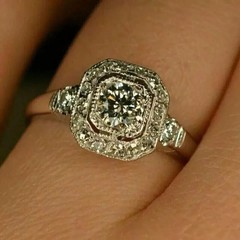 2.00Ct Art Deco Vintage Round Lab Created Diamond Engagement 925 Silver Ring