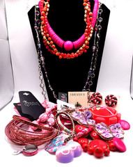 Pink Hue Estate Jewelry Bundle 1lb Mixed Fashion Jewelry Vintage Resale Lot