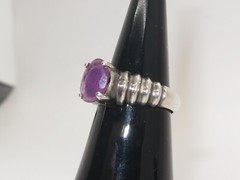 Nice Vintage Sterling Silver and Amethyst Ring Size 6