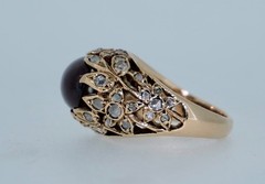 Art Nouveau Antique 14K Rose Cut Diamond and Garnet Ring