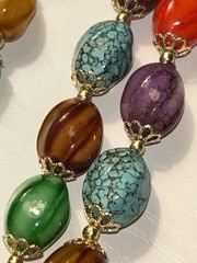 Vintage Hong Kong Multicolor Art Glass Bead Necklace Boho Statement 23” 80g 1960