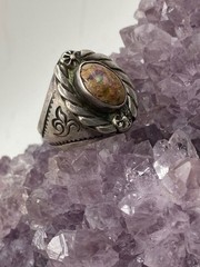 Vintage Sterling Silver Boulder Opal Ring Size 11