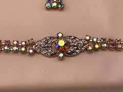 vintage set of czech crystal jewelry, necklace, bracelet,ring and earrings