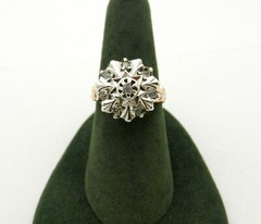 Antique Silver and 9kt Pink Gold and Rose Cut Diamond Ring size 7