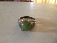 Vintage Sterling Ring With Jade Stone Size 4.25-4.5