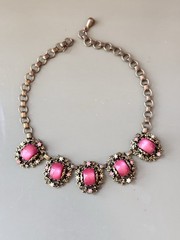 Vintage SELRO SELINI Baroque Necklace, Bracelet & Earring Set, Pink Moon Glow