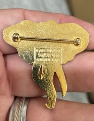 William Spear Elephant Brooch Pin Purple Enamel 1989 1980s Vintage