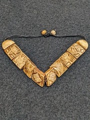 Carved Bone / Antler Beaded Tile Bracelet Tribal Boho Adjustable Ethnic Jewelry