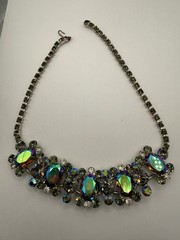 Vintage Juliana Pink Heliotrope? and Gray Rhinestone Necklace
