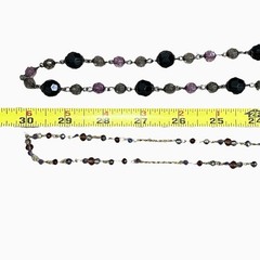 Rhinestone Necklaces Lot 2 Translucent Purple Black Faceted Sparkly Beaded Long