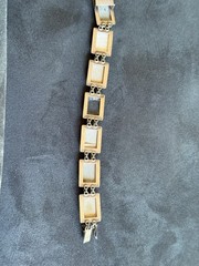 ANTIQUE 800 Silver 14KT GOLD CARVED Cameo SHELL DAYS OF THE WEEK BRACELET As Is