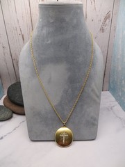 Vintage B&B 14k GF Yellow Gold Filled Chain Necklace Large CZ Cross Locket #408