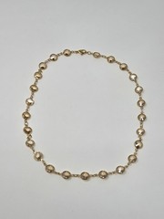 Champagne Crystal Bezel Necklace Gold Tone Vintage 17.5 Inches Sparkly!
