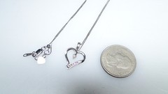 Elegant 10K White Gold Diamond Heart Pendant 10K Italy Chain Necklace