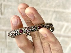 Antique Mughal Ruby Emerald Sterling Snake Bracelet Jewels Of India