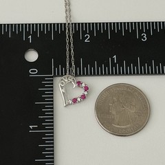 Lenox 925 Sterling Silver Vintage Ruby & CZ Open Heart Love Dainty Necklace 18″