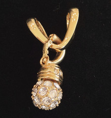 Nolan Miller Gold Tone Crystal Rhinestone Ball Pendant on Crystal Slide 2pc Set