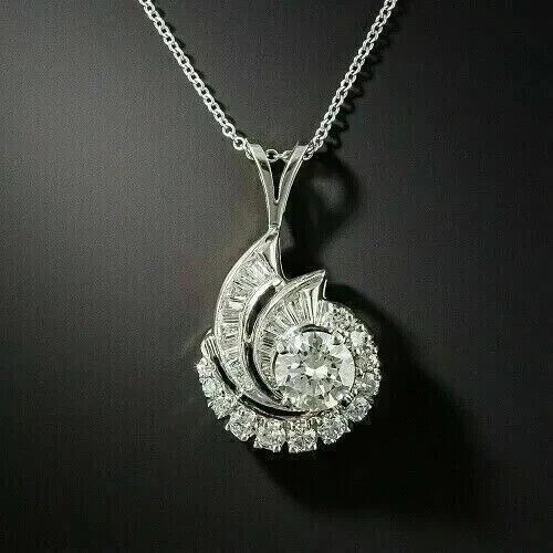 2Ct Round Cut Lab Created Diamond Women’s 14Ct White Gold Finish Pendant