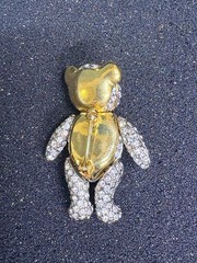 Vintage Swarovski Crystal Teddy Bear Brooch Articulated Pave Figural 1.5″ Pin