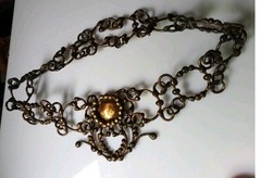 Vintage Brutalist Gothic Necklace Bronze Signed One Of A Kind OOAK Sculptural 73