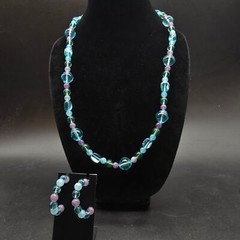 Avon 1989 Sea Swept Purple Blue Beaded Jewelry Set Vintage 1980s
