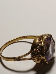 Antique Vintage 14K Gold Amethyst Ring size 6 2.7g English Hallmark AS IS