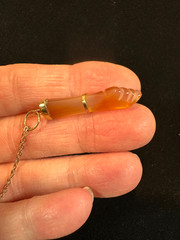 Vintage CARNELIAN FIGA Hand Pendant on GOLD FILLED Chain Good Luck Charm