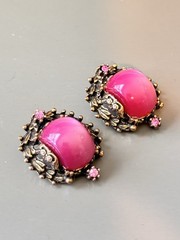 Vintage SELRO SELINI Baroque Necklace, Bracelet & Earring Set, Pink Moon Glow