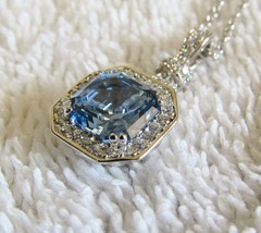 Sterling Silver & Faceted Blue Stone & Cubic Zirconia Matching Pendant & Ring