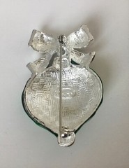 DANECRAFT Christmas Ornament Pin Silver Tone Red & Green Enamel Sparkles
