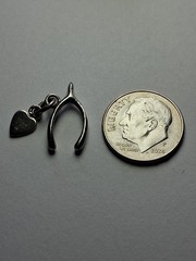 Vintage Wells Small Sterling Silver .925 “Good Luck” Wishbone Charm Pendant