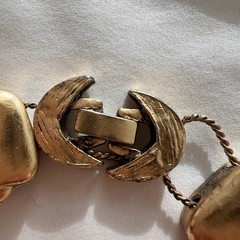 Vintage Gold Tone School Teacher Slide Charm Costume Estate Chunky Bracelet