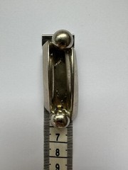 Vintage MCM 50s Mod Con Silver Dress Clip Modernist Brutalist Rectangle Brooch