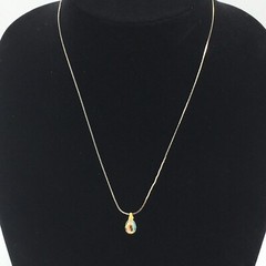 18” Silver Tone Chain Teardrop Faceted Prism GlassCrystal Bead Pendant Necklace