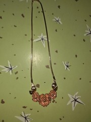Vintage Krementz Signed 2 Tone Rose/Gold Dainty Flower Leaves Choker Necklace